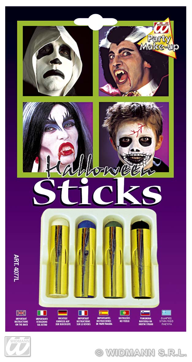 4 Jumbo Aqua Make-Up Sticks Halloween