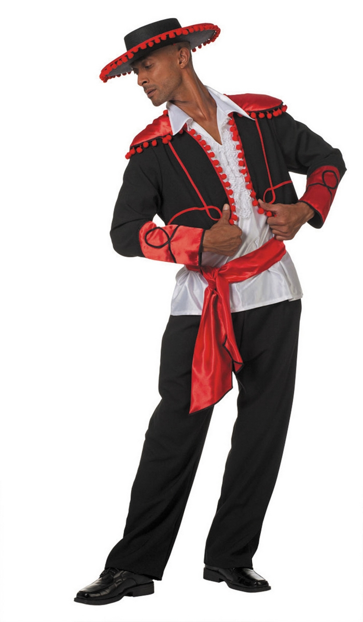 Rot Schwarz Flamenco Bullfighter Don Miguel De Castanguelas Herrenkostüm