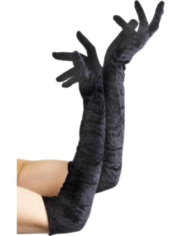 Lange Schwarze Handschuhe Velvet Frau