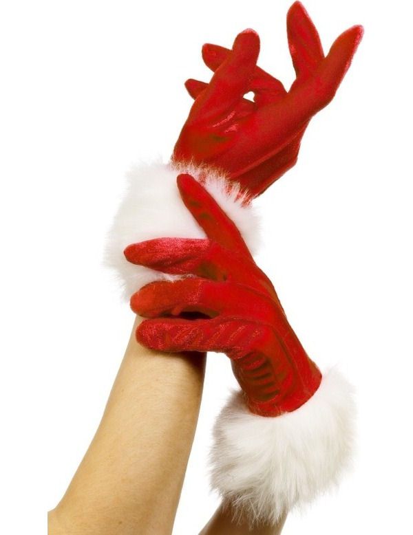 Rote Weibliche Weihnachtsmannhandschuhe