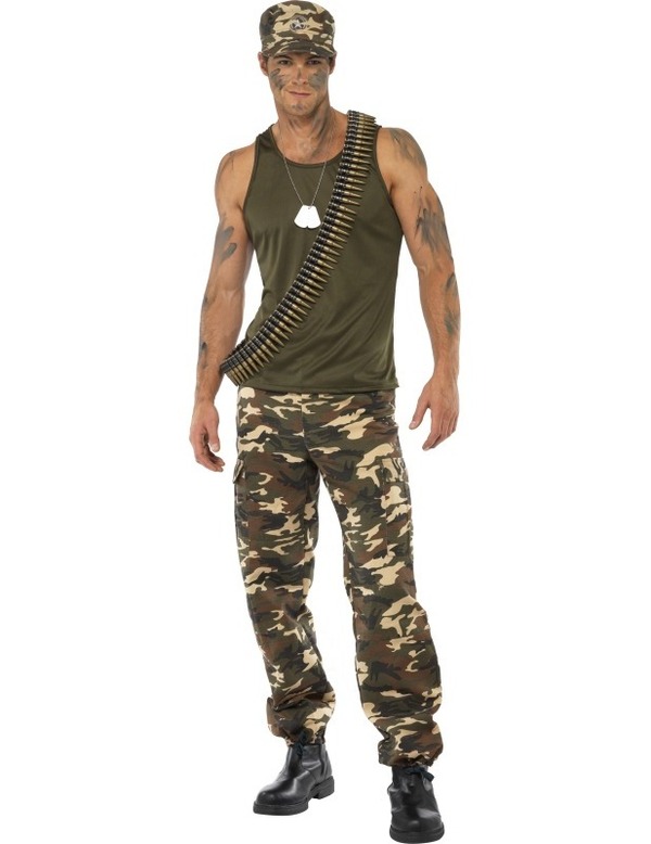 Khaki Camo Man Kostüm Herren