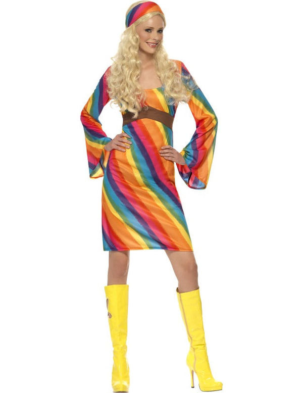 Damen Regenbogen Hippie Frau Kostüm