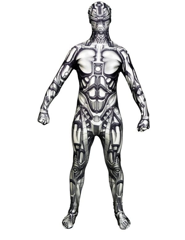 Android Roboter Morphsuit Man Kostüm Herrenkostüm