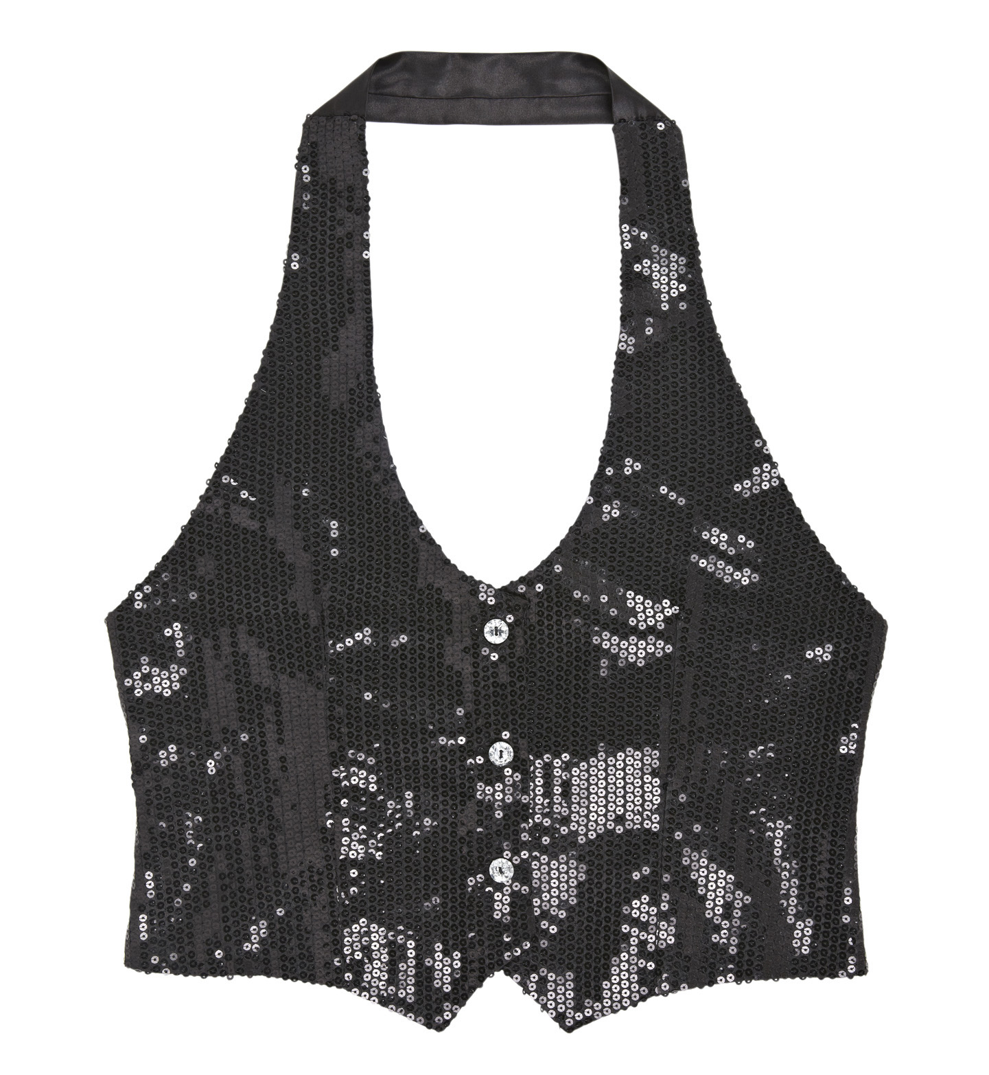 Damen Pailletten Vest Schwarz