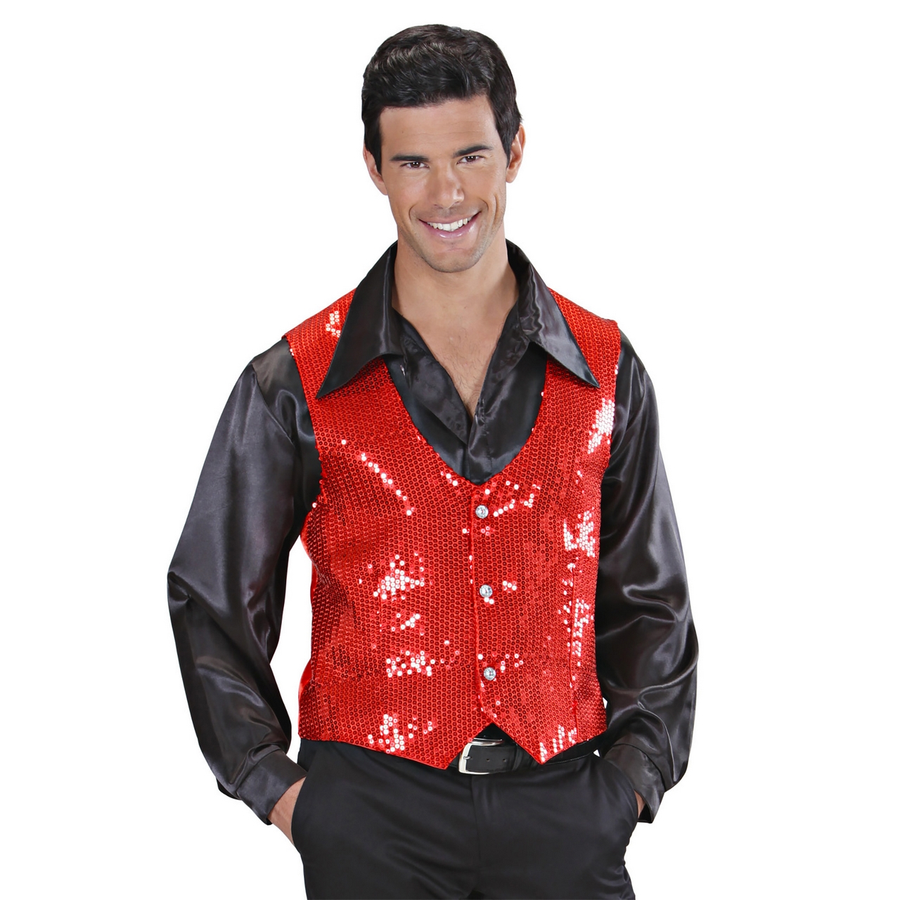 Showmaster -Pailletten Vest Rot Herren