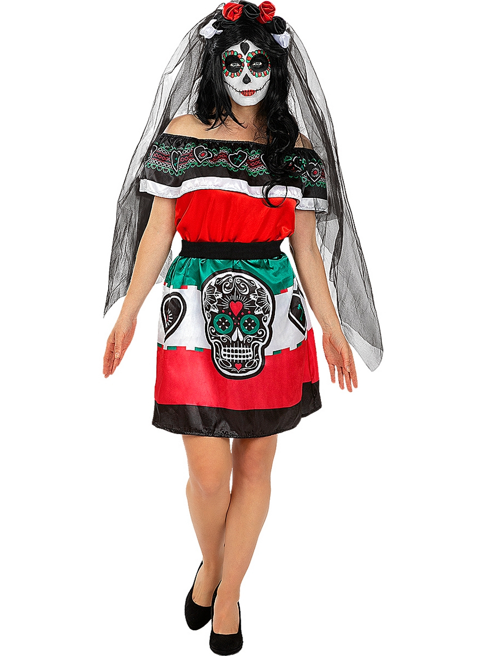 Mexikanisches Dia De Los Muertos Kostüm für Damen