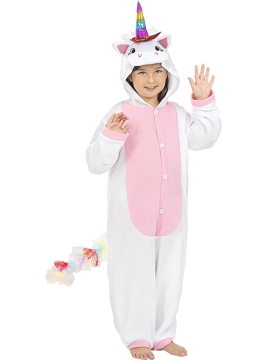 Einhorn Onesie Kostüm Rosa für Kinder Mädchen