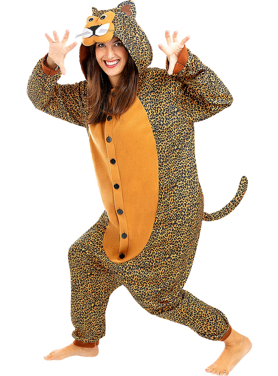 Leopard Onesie Kostüm für Erwachsene Unisex