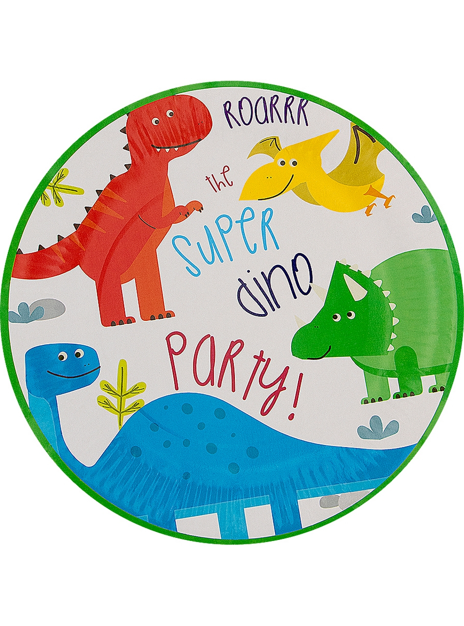 8 Dinosaurier Pappteller 23 Cm - Dinosaurs Party