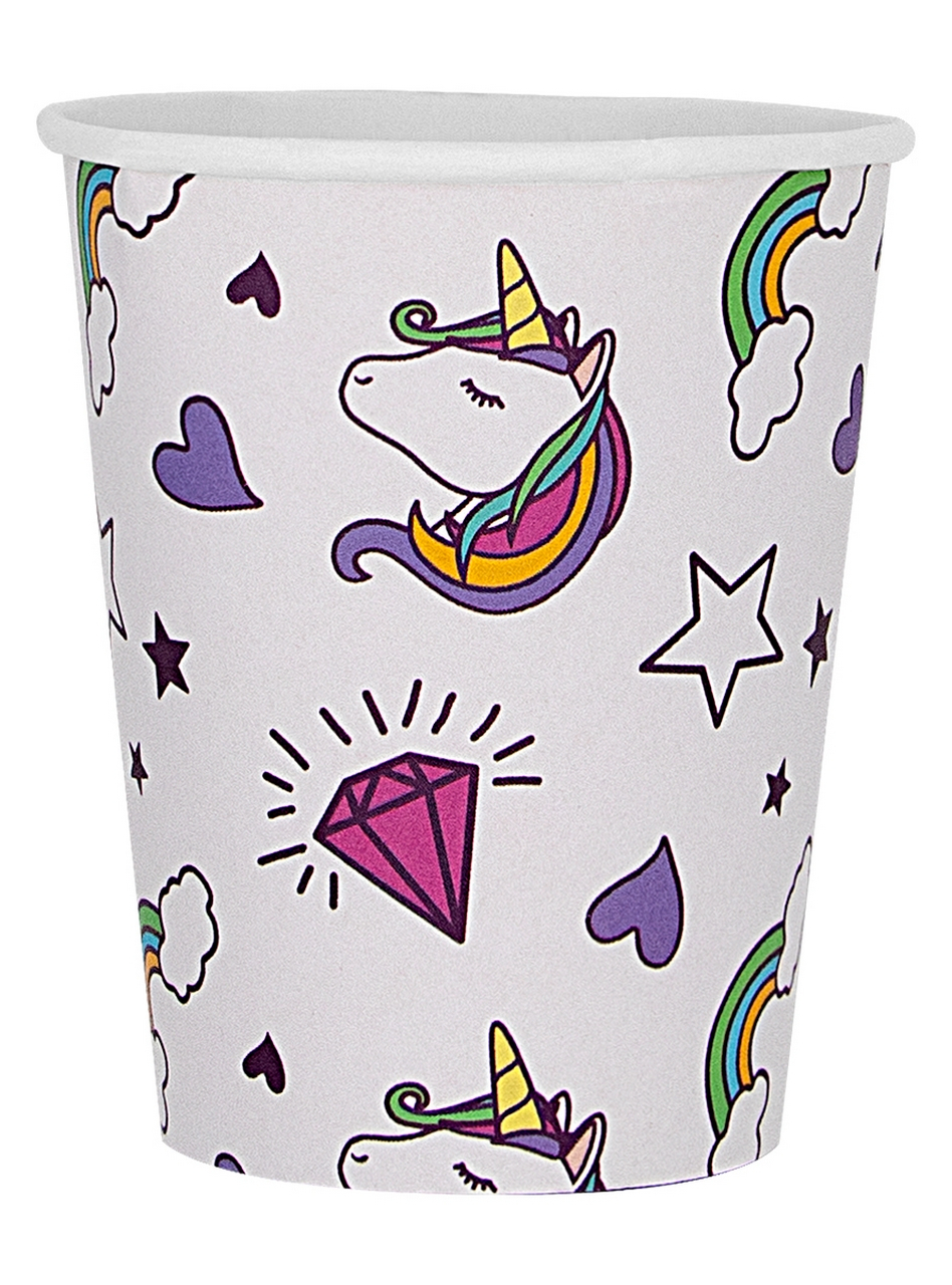 8 Einhorn Pappbecher - Lovely Unicorn