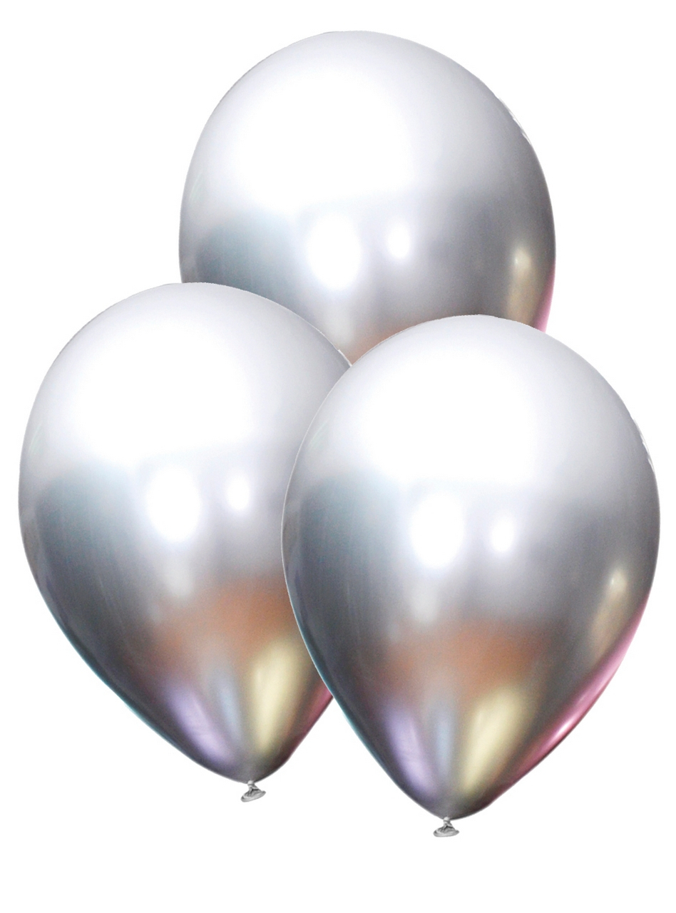 10 Luftballons Silber Metallic - Unifarben