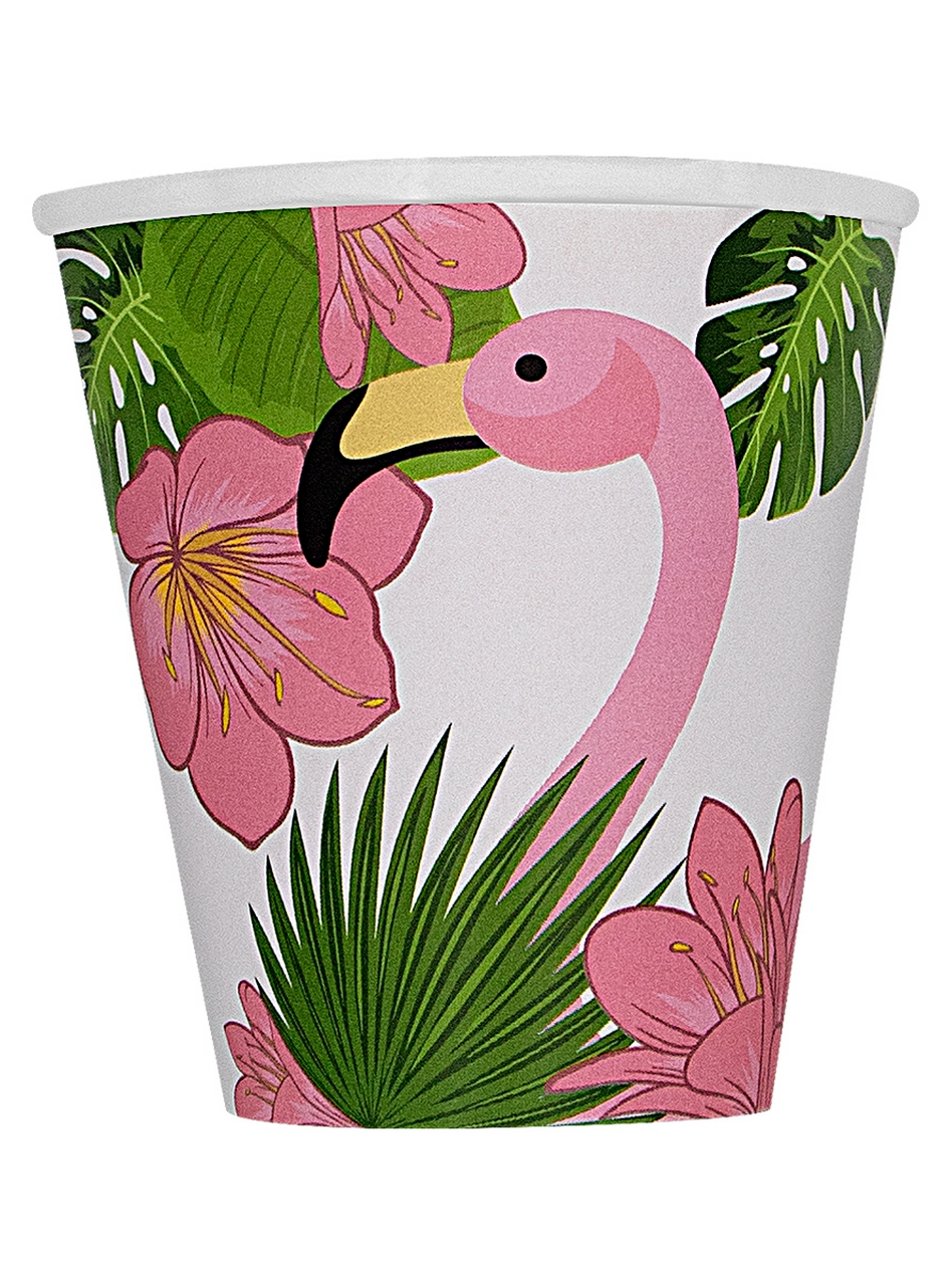 8 Flamingo Pappbecher - Tropical Flamingos