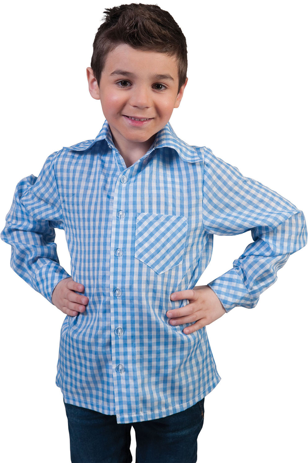 Ruitjes Shirt Oktoberfest Blau Jungen