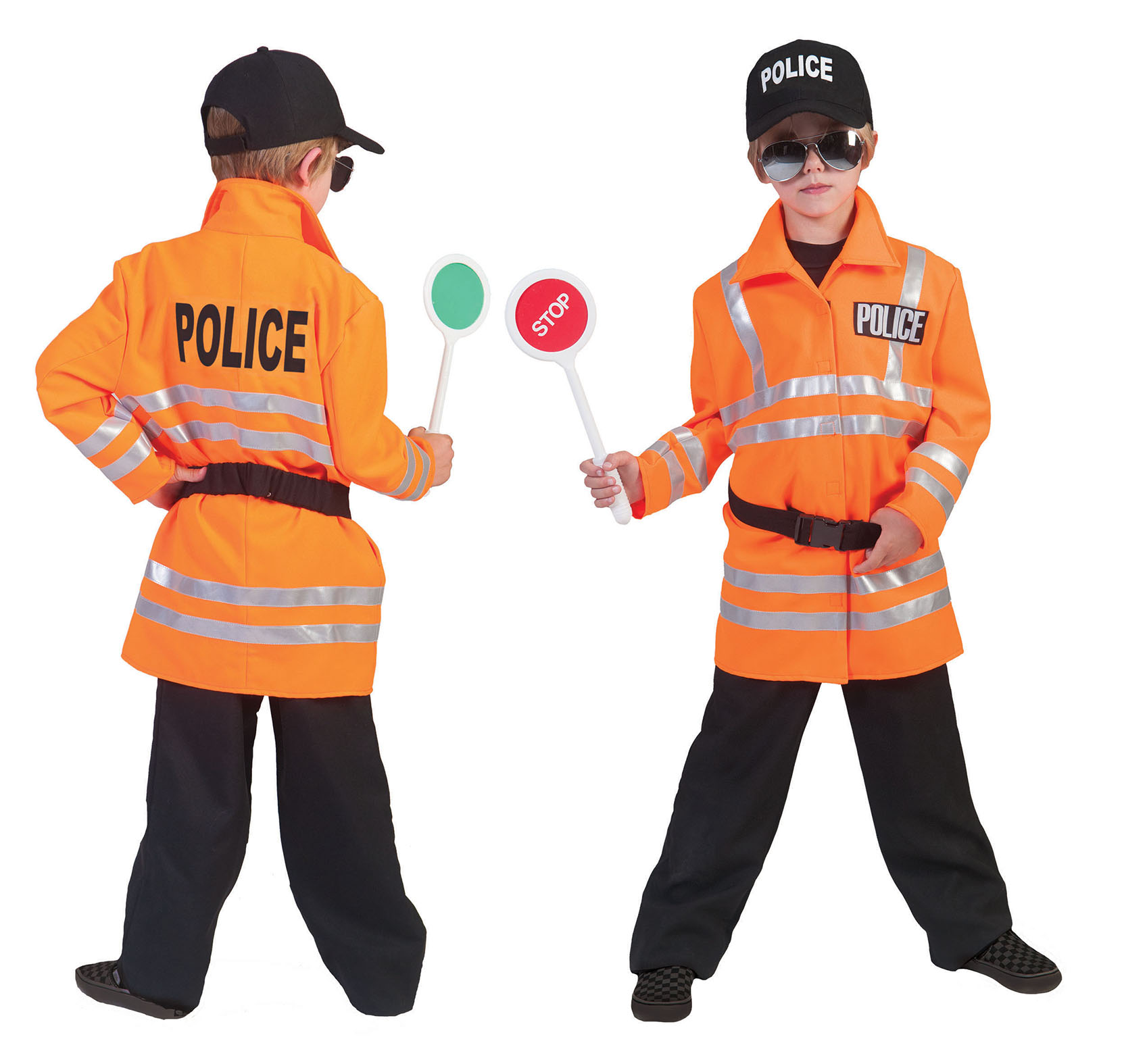 Neon Oranje Polizei Kostüm für Jungen