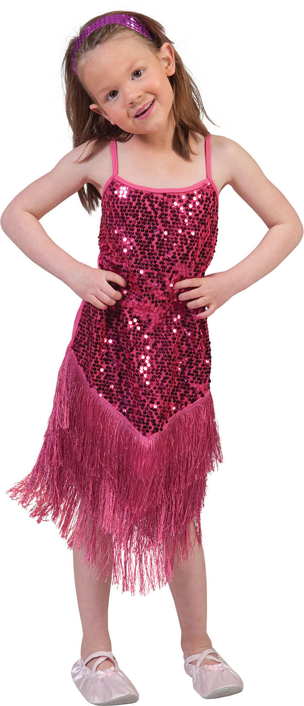 Glitzer Schickes Flapperkleid Rosa Kostüm für Mädchen