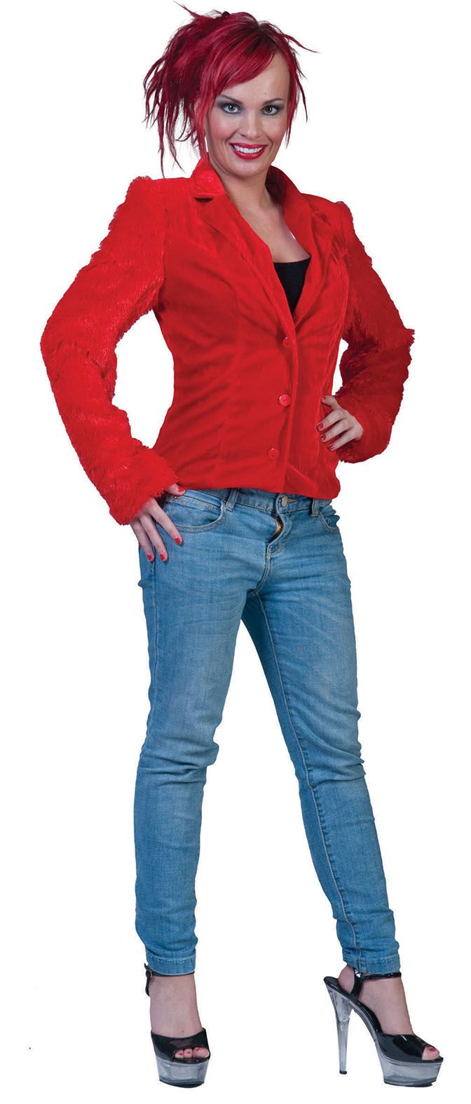 Fuzzy Jacke Rot Damen