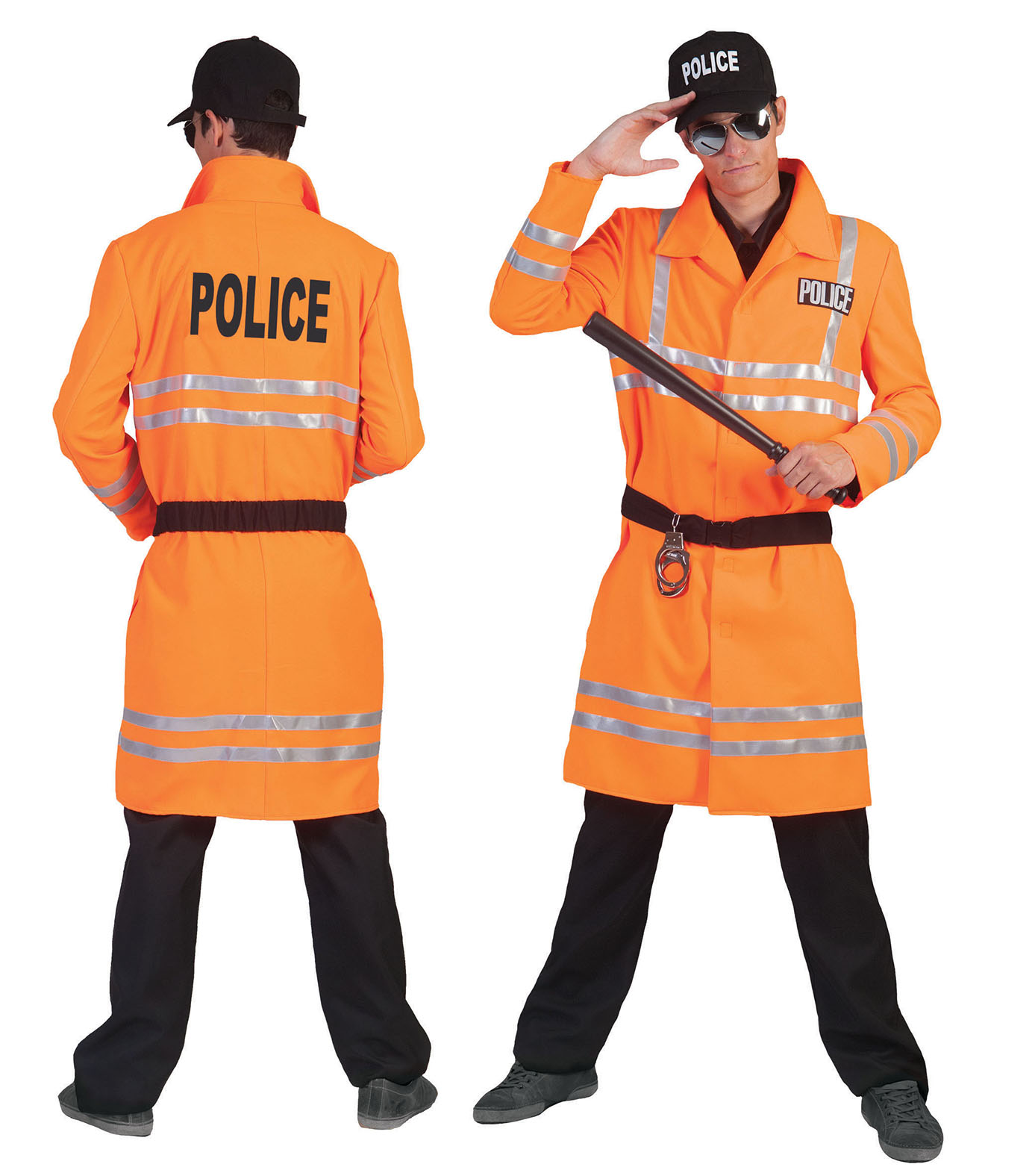 Neon Oranje Polizei Herrenkostüm