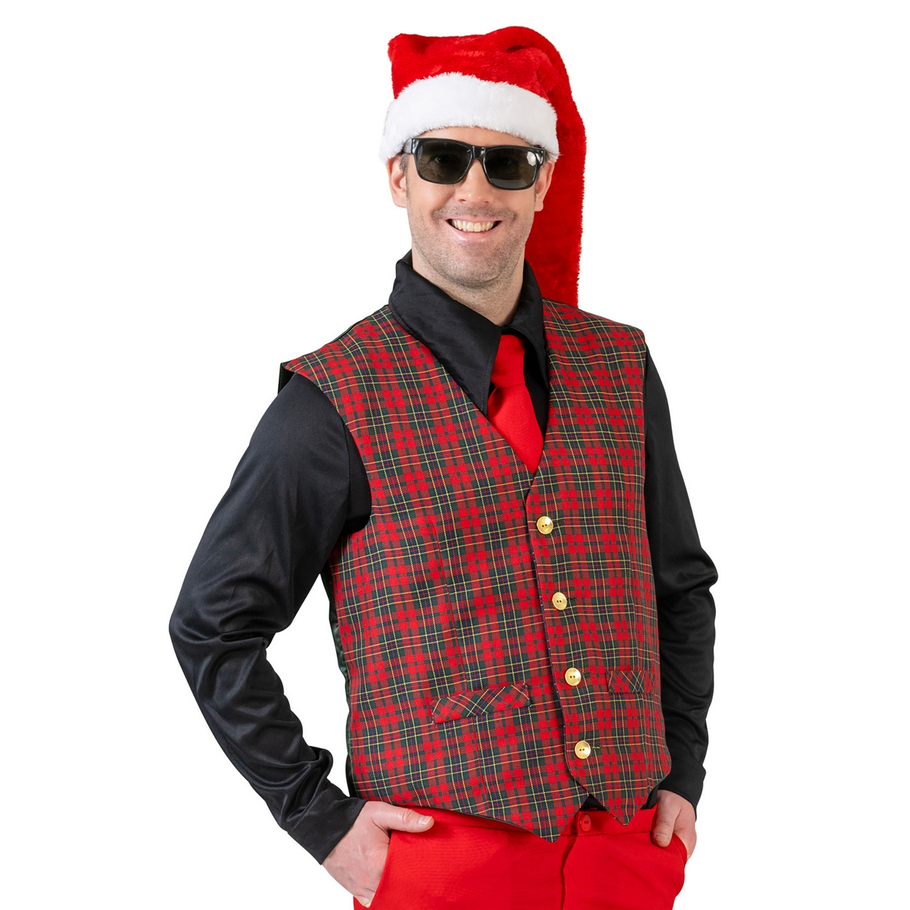 Geruit Kerst Gilet Groen Rood Herren