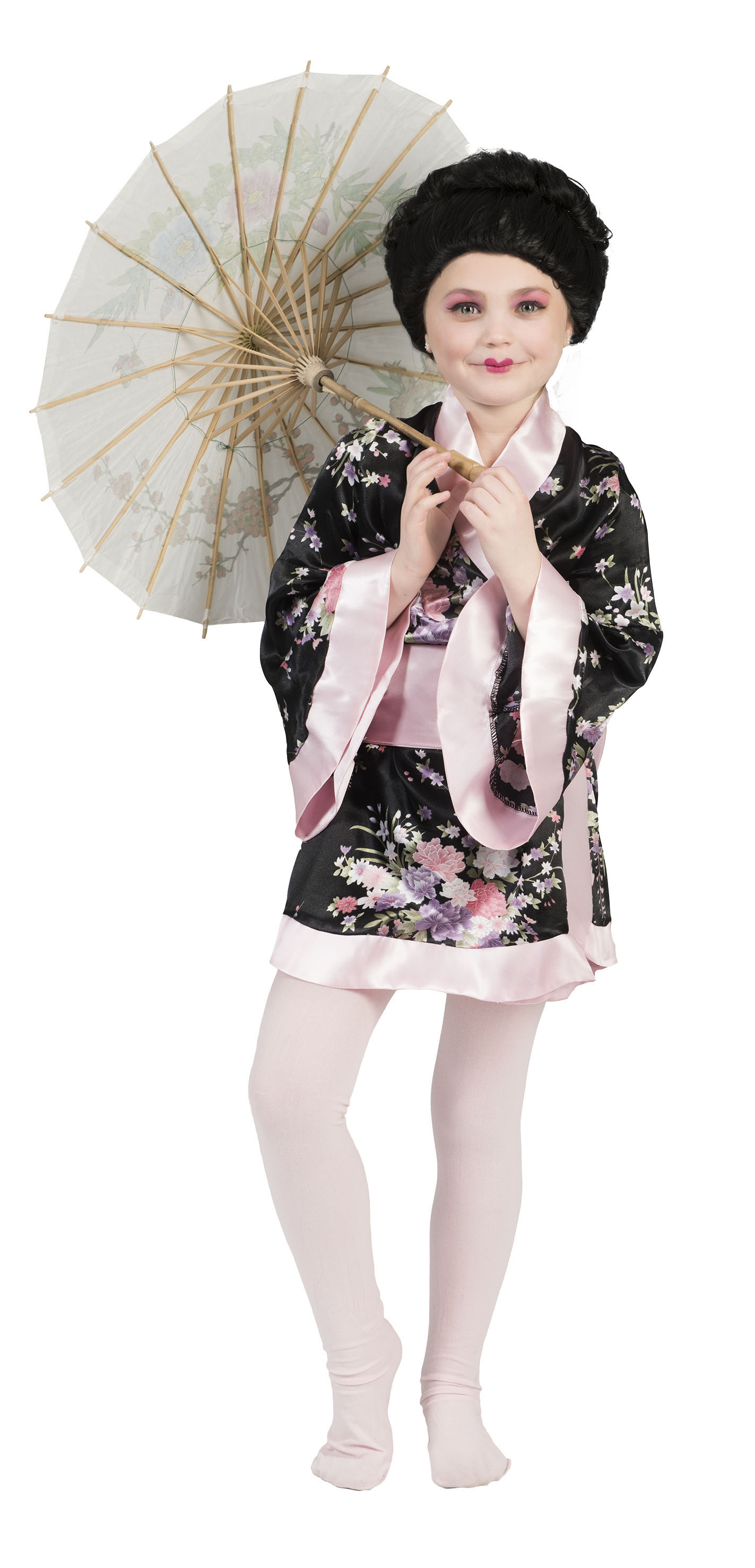 Kimono Rosa Mit Blumen Kostüm für Mädchen