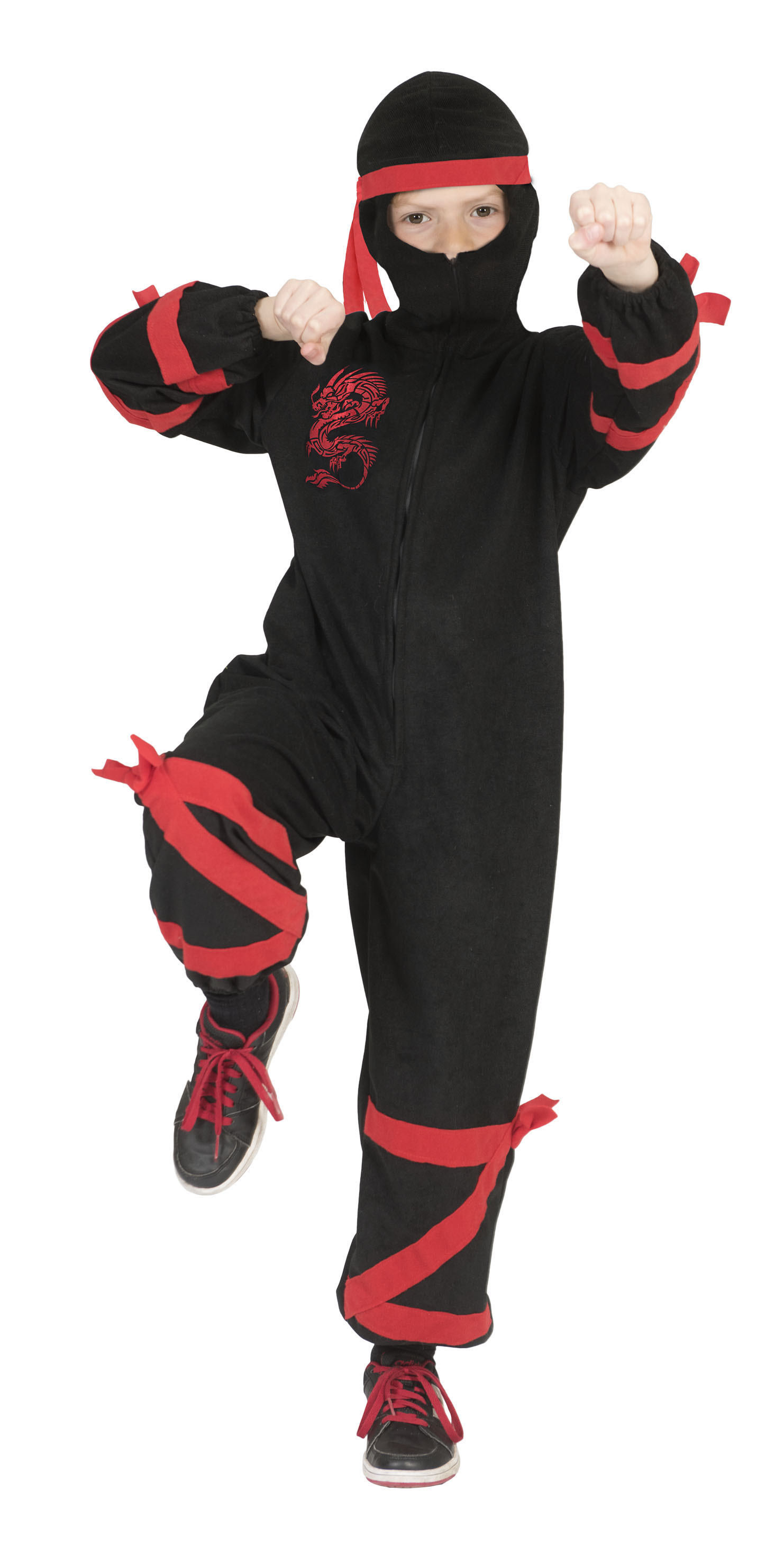 Schwarz-Rot-Drache Ninja Kostüm für Jungen