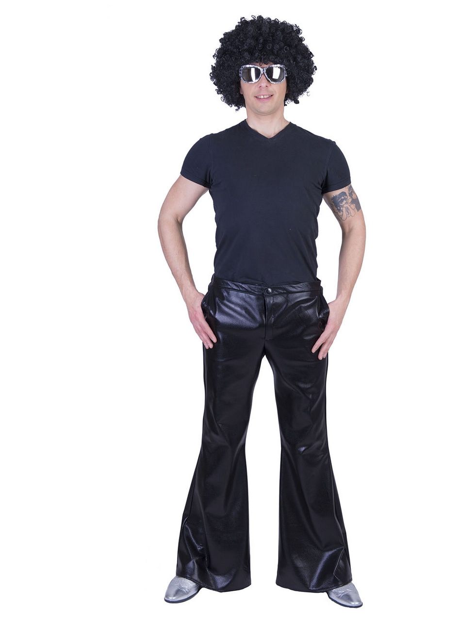 Glänzende Schwarze Disco -Gottheit Hosen Herren