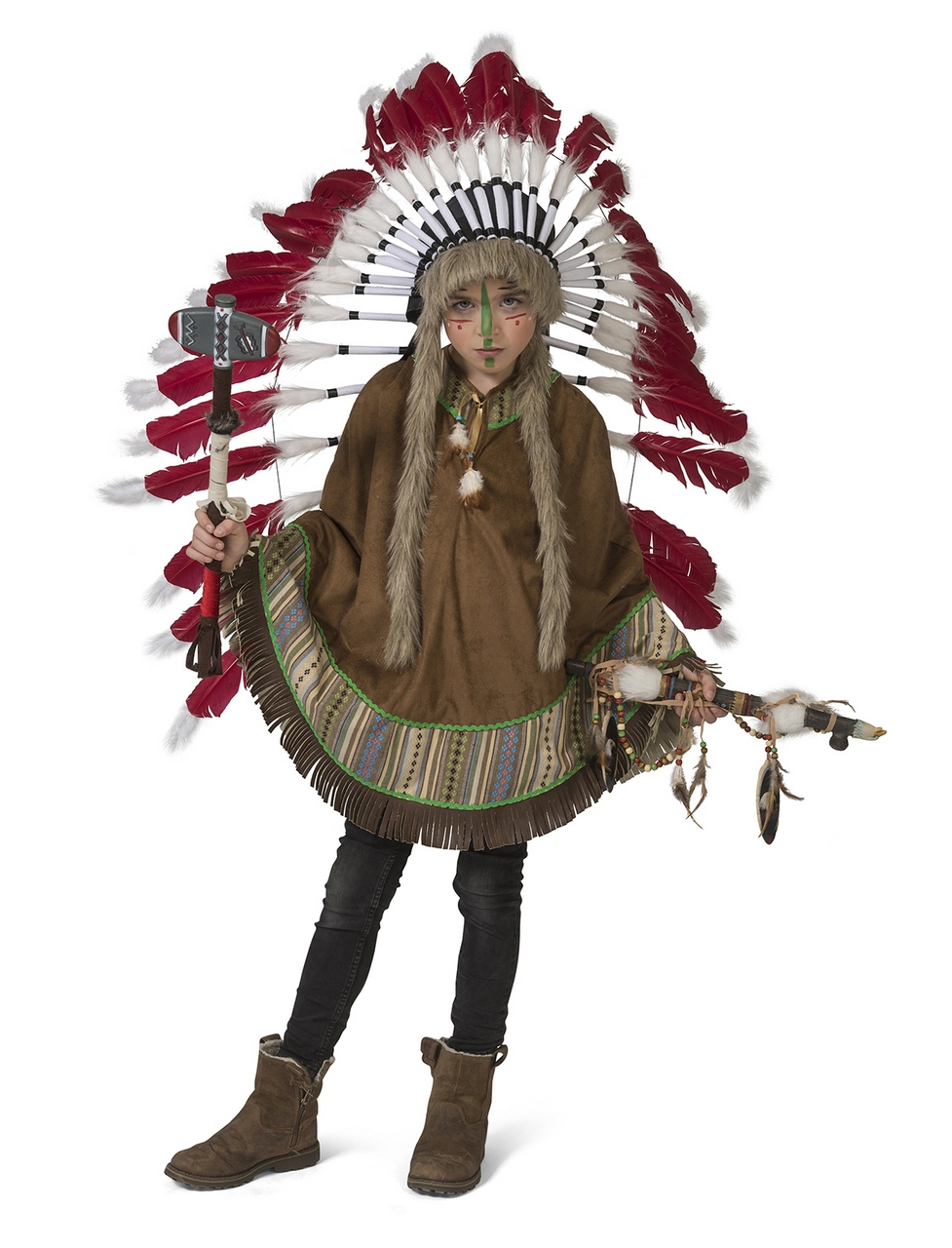 Wappo Indian Wild West America Poncho Kostüm für Kinder