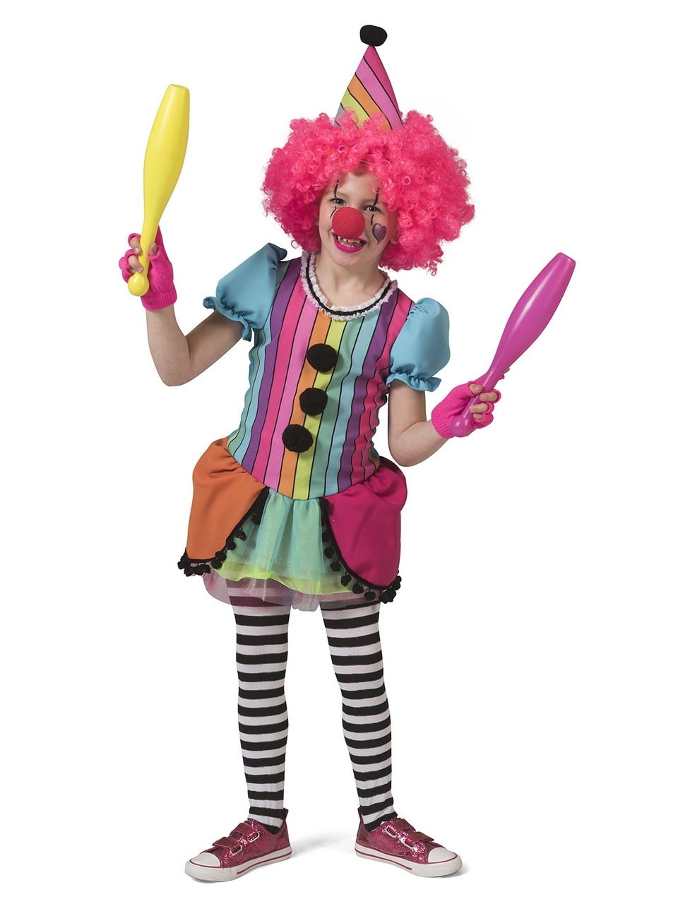 Rainbow Clown Kostüm für Mädchen