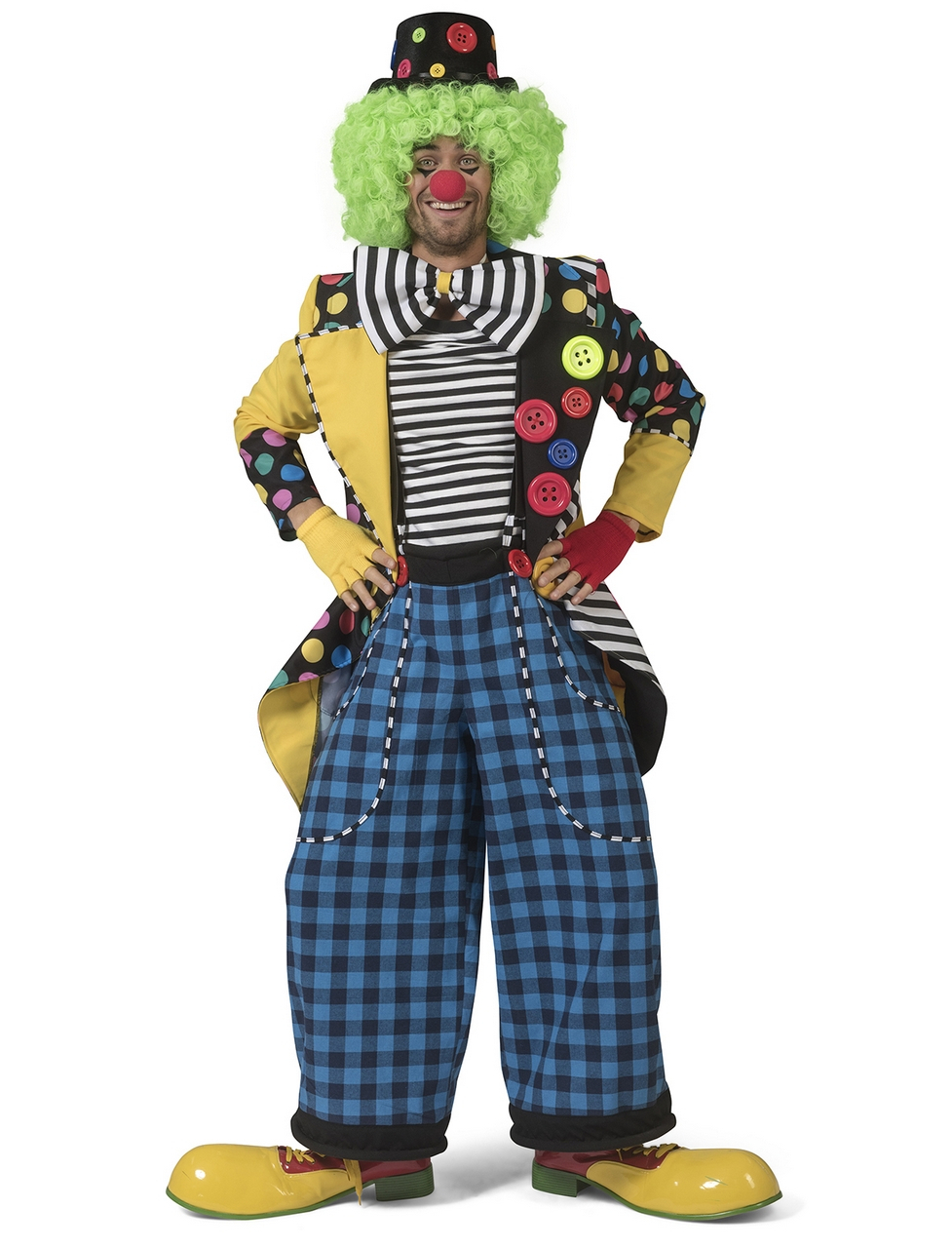 Riesige Knöpfe Jacke Clown August Herrenkostüm