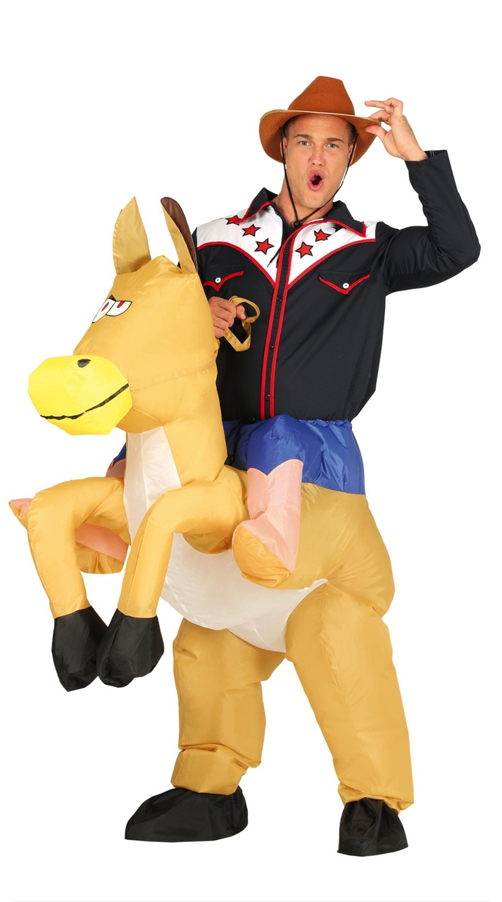 Cowboy Hank Mit Seinem Aufblasbaren Mustang Unisex Kostüm