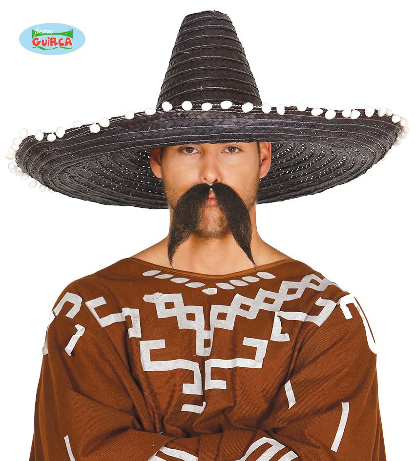 Großer Schwarzer Sombrero Mit Bällen Juan