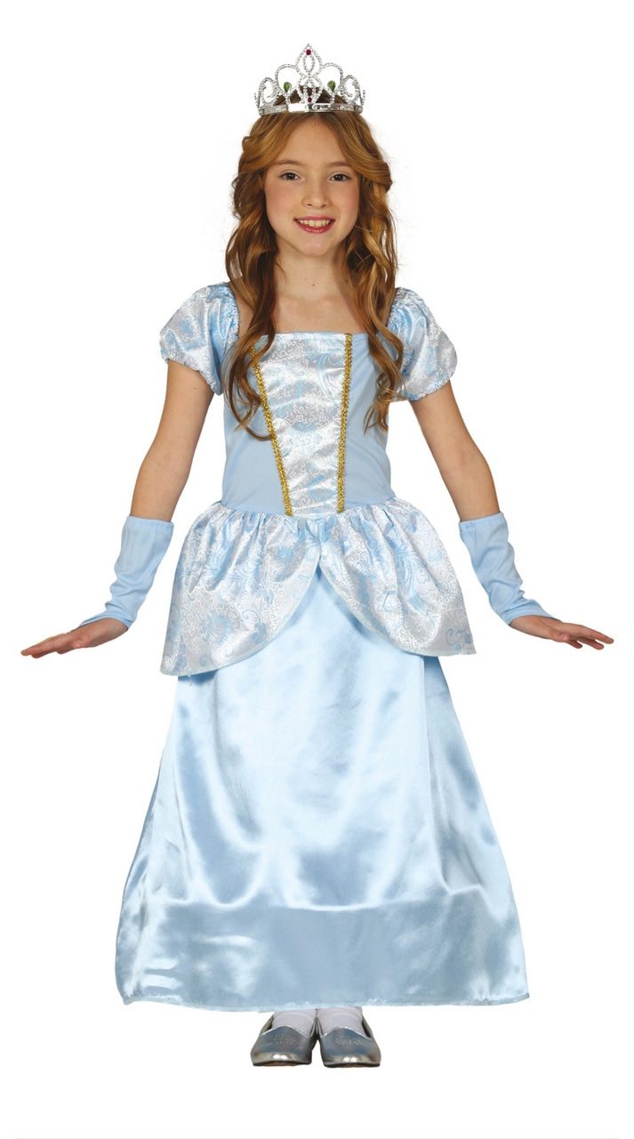 Sky -Blue Satinprinzessin Kostüm für Mädchen