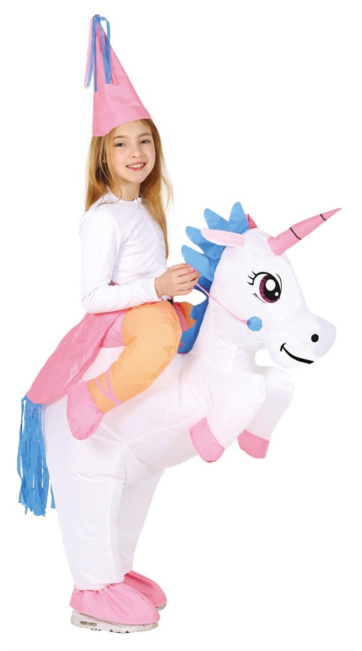 Fahren Sie Mit Haarenen Träumen Auf Einem Einhorn Kostüm für Kinder