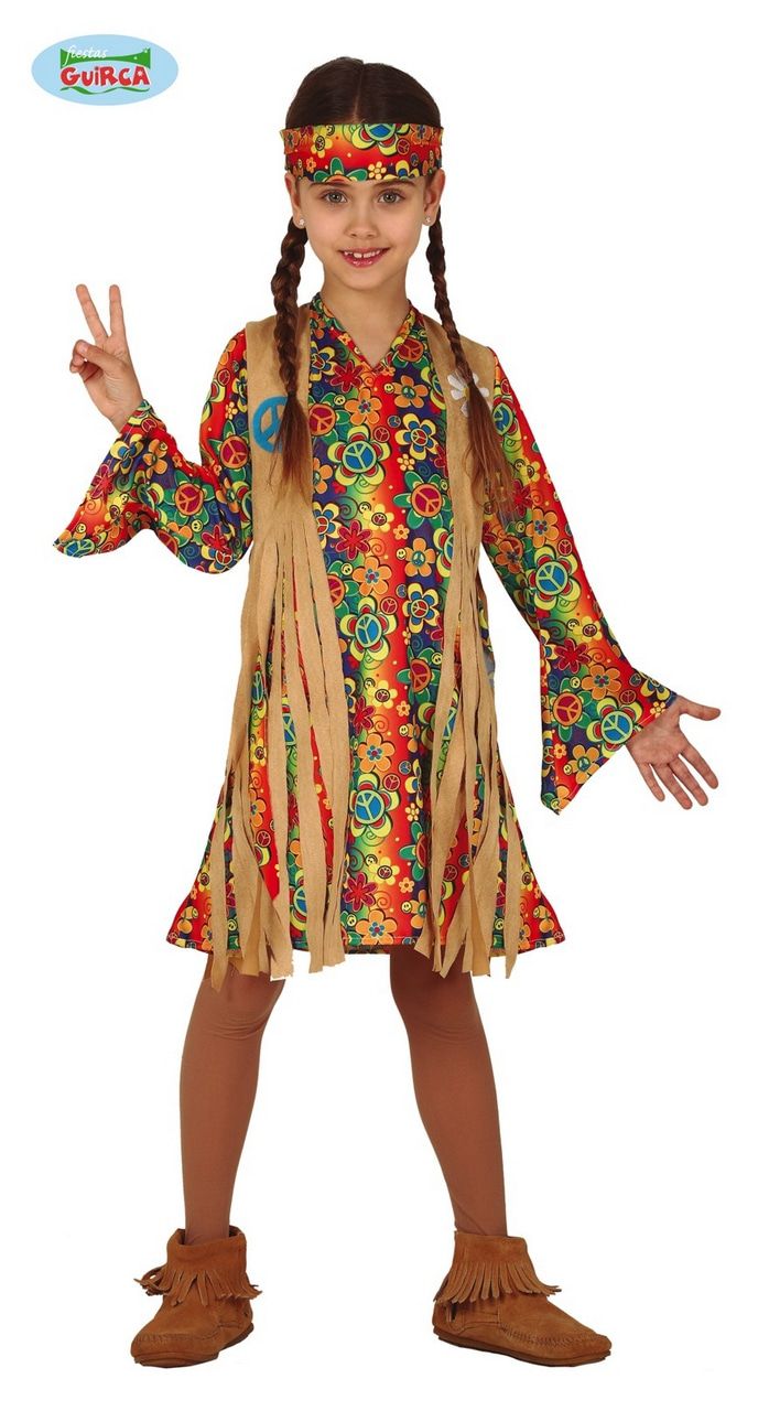 Schöne Fringe Hippie 60s Kostüm für Mädchen