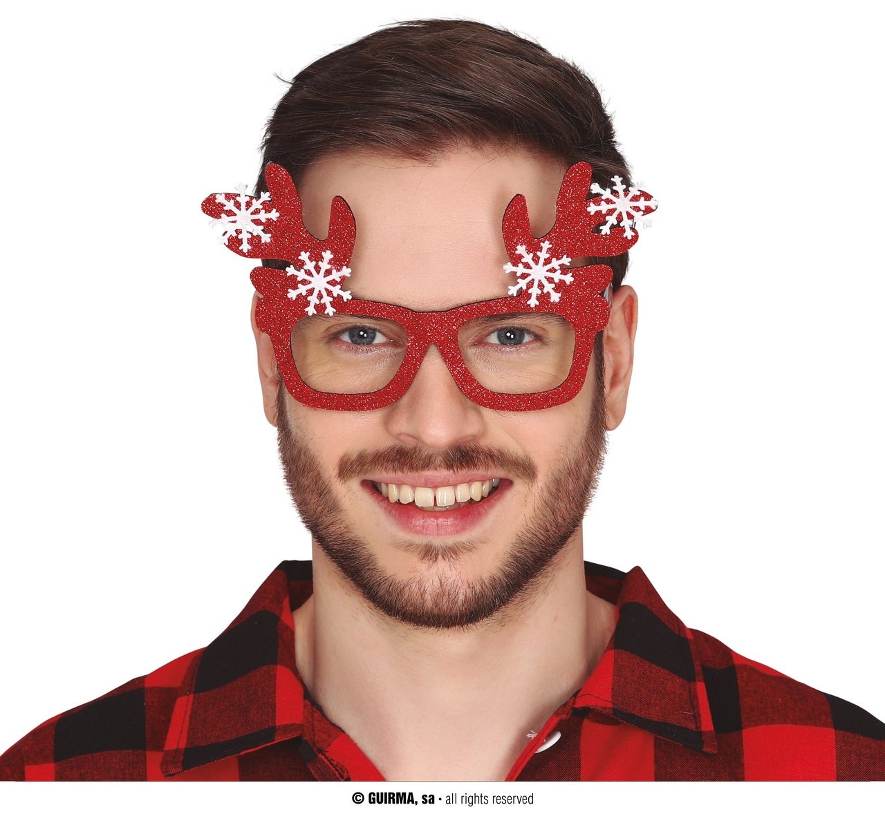 Rote Rudolf Glitter Weihnachtsbrille