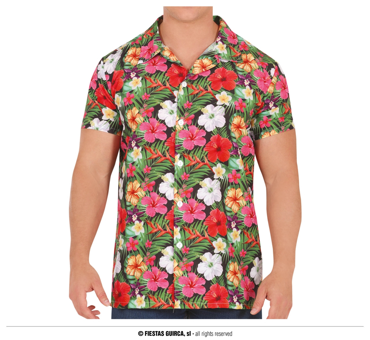 Tropical Hawaii Flower Beach Blouse Herren