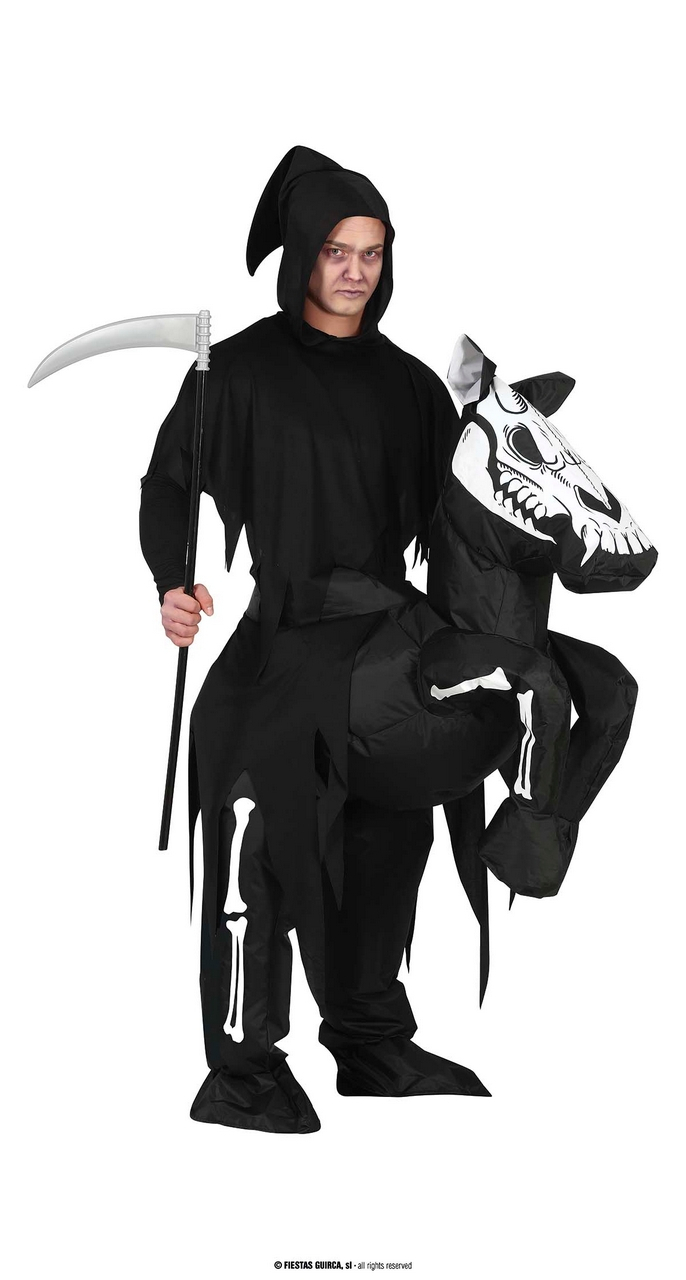 Grim Reaper Op Een Skelet Paard Unisex Kostüm