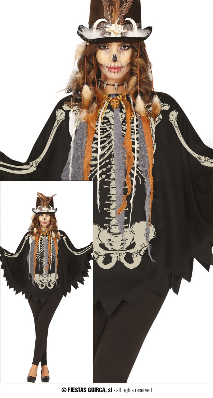 Voodoo Bones Poncho Damenkostüm