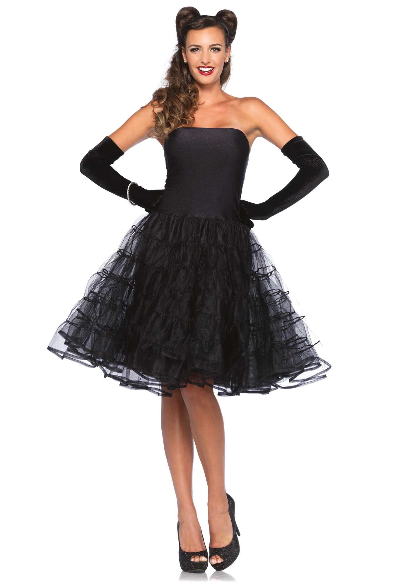 50er Jahre Rockabilly Kleid Mit Tulle Tutu Schwarz Damenkostüm