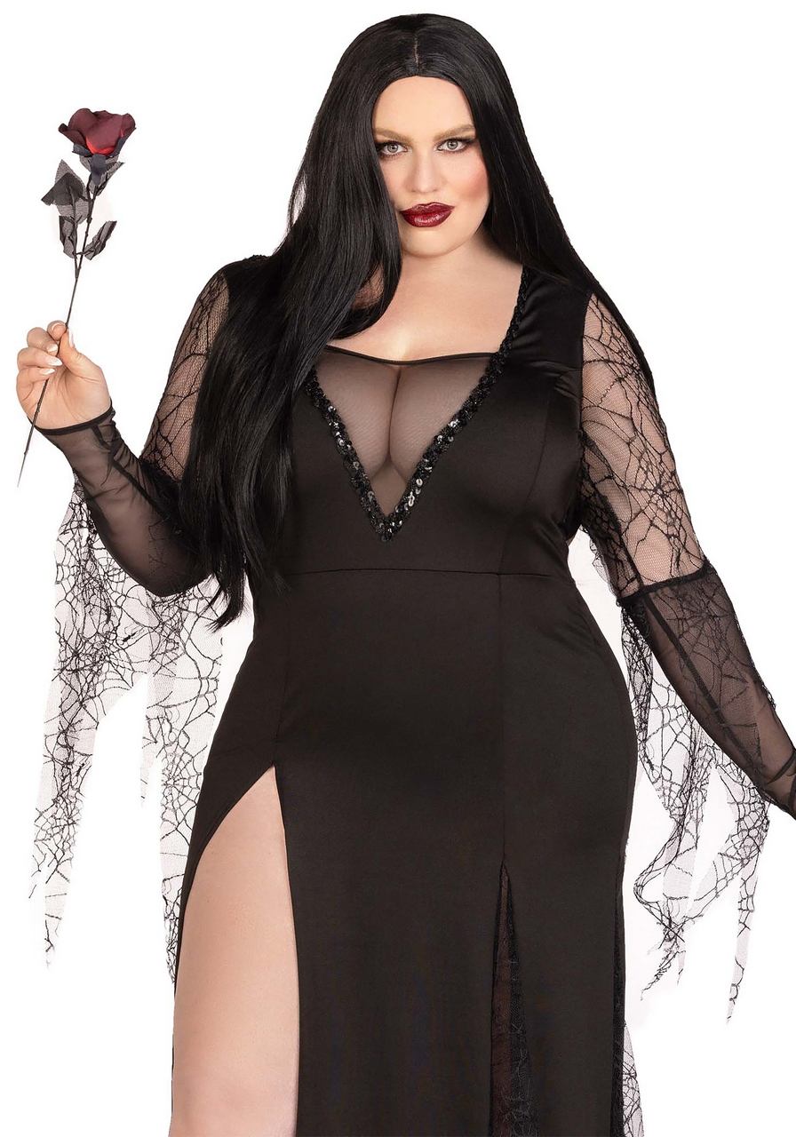 Spider Morticia Plus Size Damenkostüm