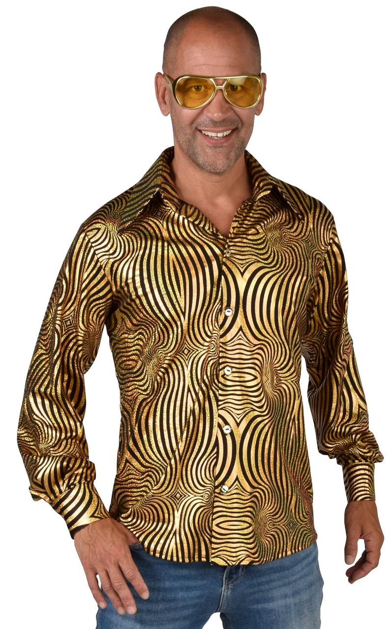 Umwerfendes Disco Shirt In Gold Herren