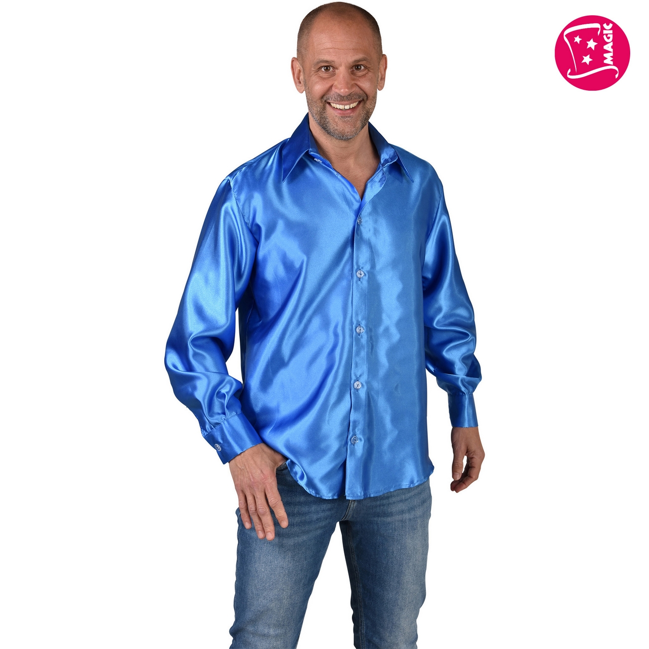 Overhemd Satijn Blauw Herren