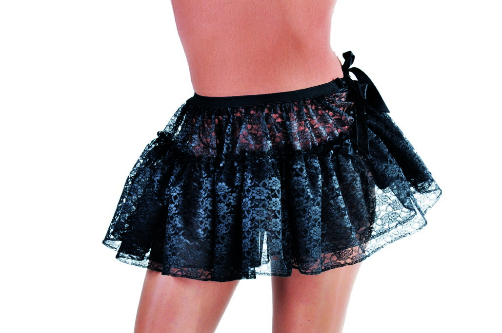 Petticoat Kurze Tutu -Spitze Blumen Schwarz Damen