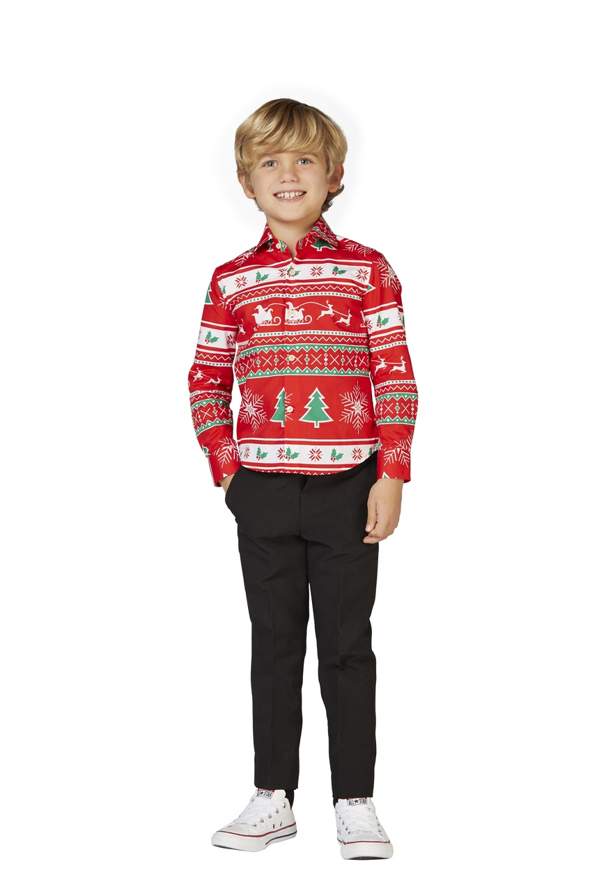 Rote Winterwunderlandbluse Jungen