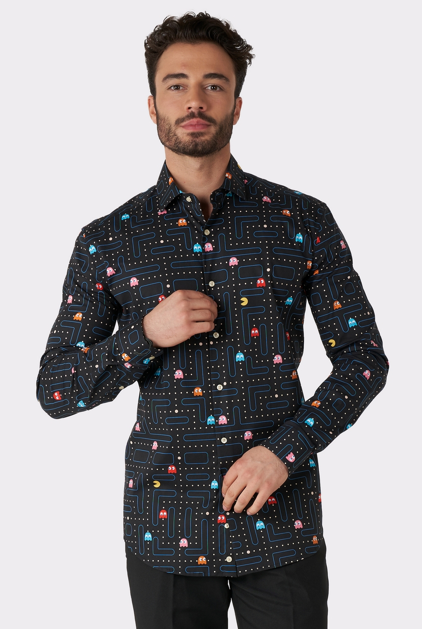 Pac-Man Arcade Icon Schwarz Bluse Herren