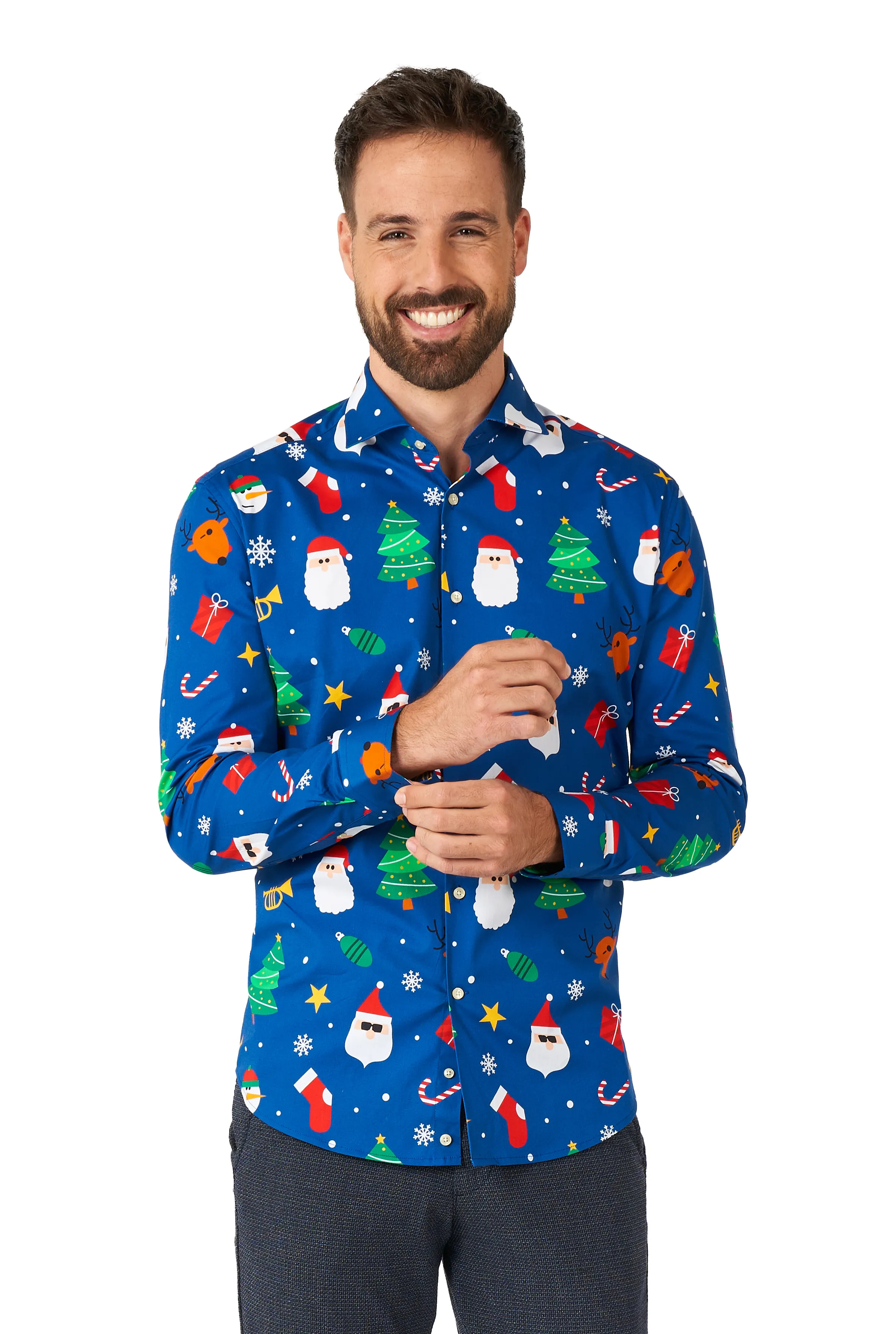 Sehr Schlechte Weihnachtsbluse Blau Herren