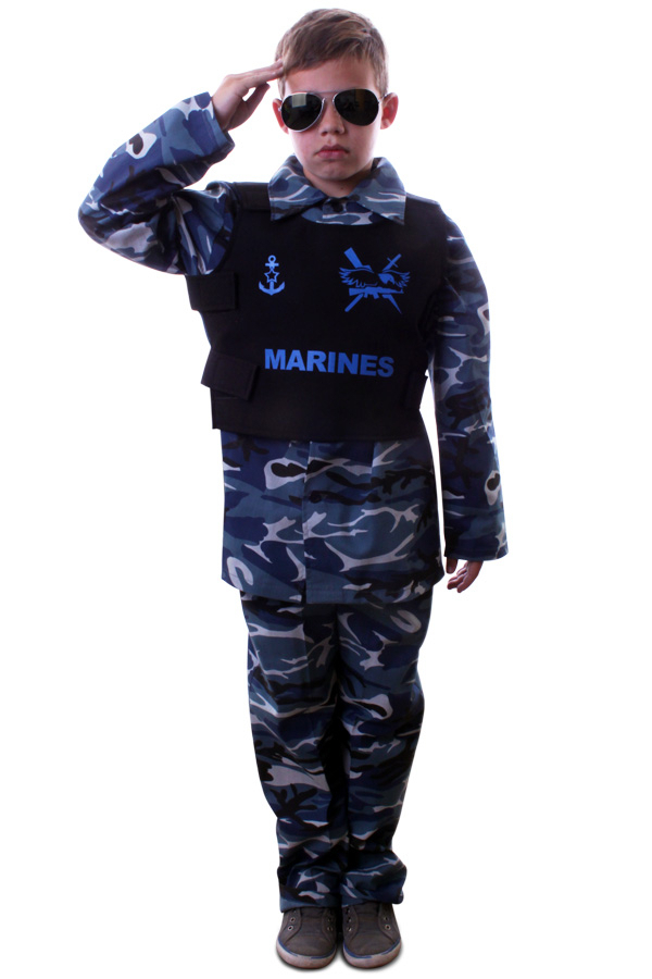 Marinier Paratrooper Kids Kostüm Blau Tarnung Jungen