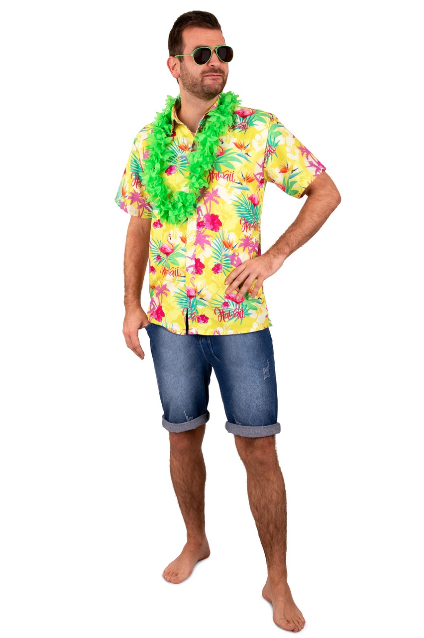 Tropische Hawaii Overhemd Geel Herren