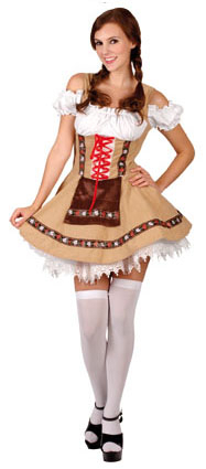 Sexy Kurzhellbraun Dirndl Tirolischer Mädchen Damenkostüm