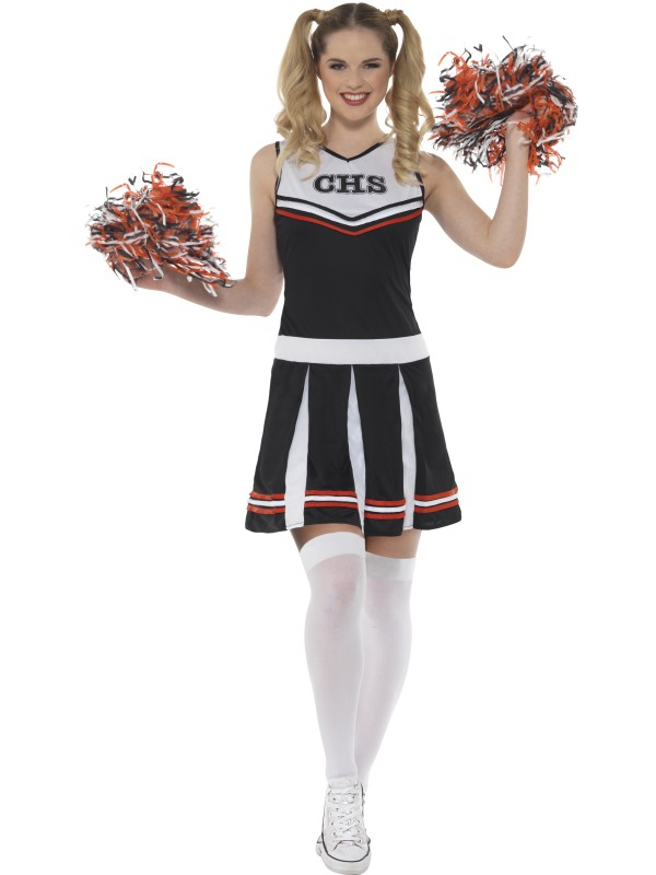 Schwarz Go Highschool Cheerleader Damenkostüm