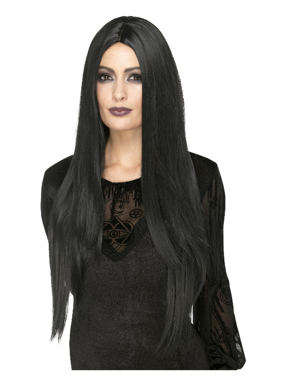 Morticia Black Long Perücke